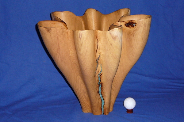 Acacia Vessel with Torquoise Inlace on Permanent Display on BC Ferry Northern Expedition