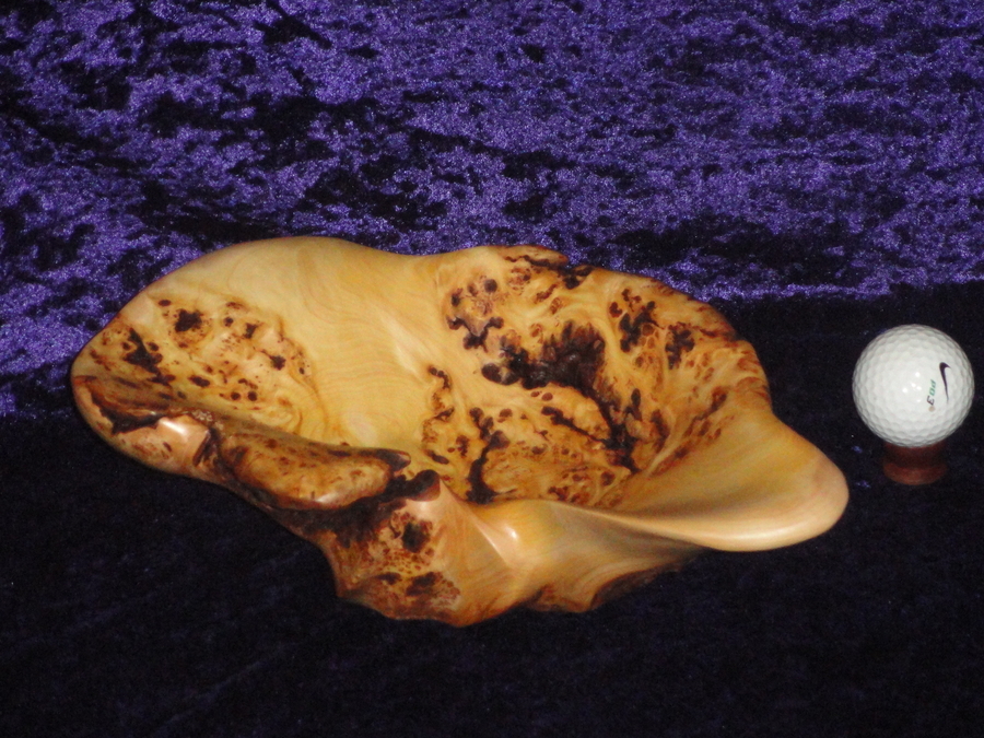 Yellow Cedar Burl Bowl with Beautiful Bark Inclusions - SOLD